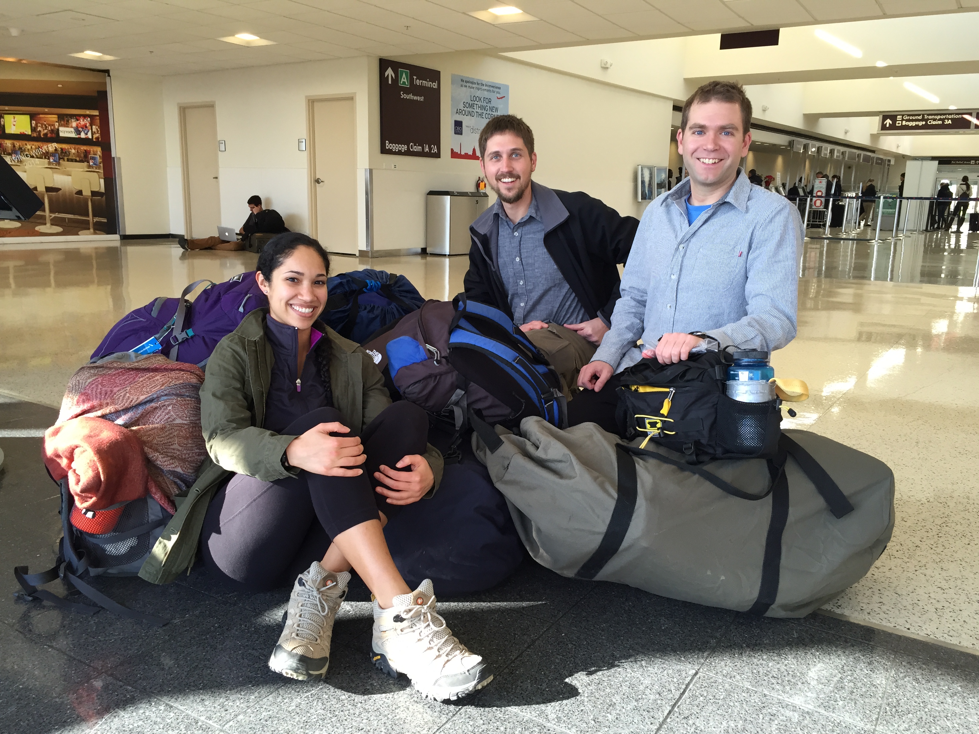 (left to right) Ashley, Gerritt, and Rob are have taken off from Washington, DC for Mbokop