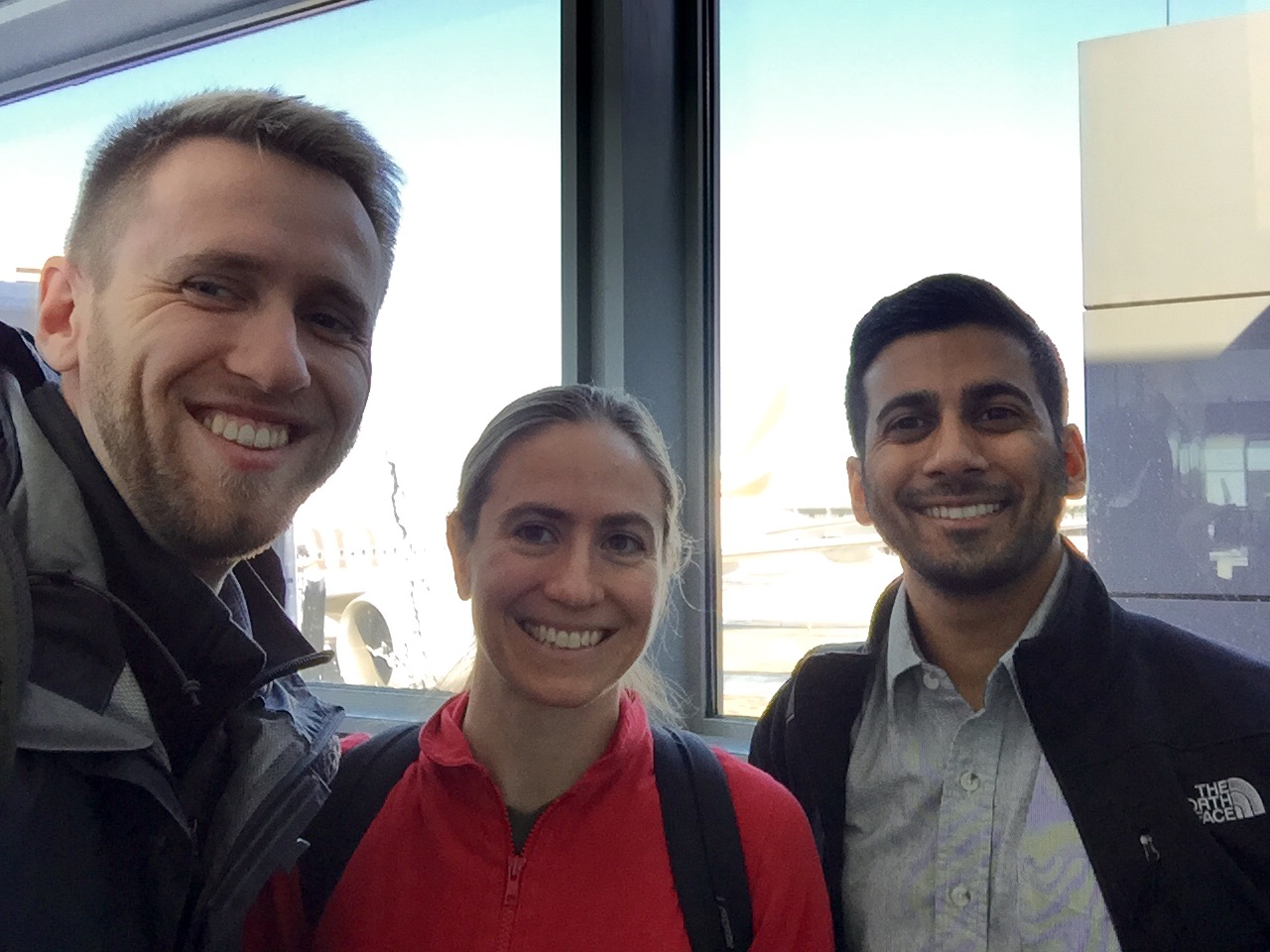 Jonathan, Angeline, and Harry just before they took off from DC for Cameroon